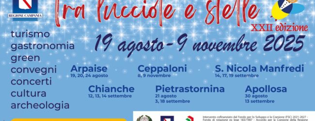 Dal 19 agosto al 9 novembre 2025 la Campania si accende con la XXII edizione di “Tra Lucciole e Stelle”
