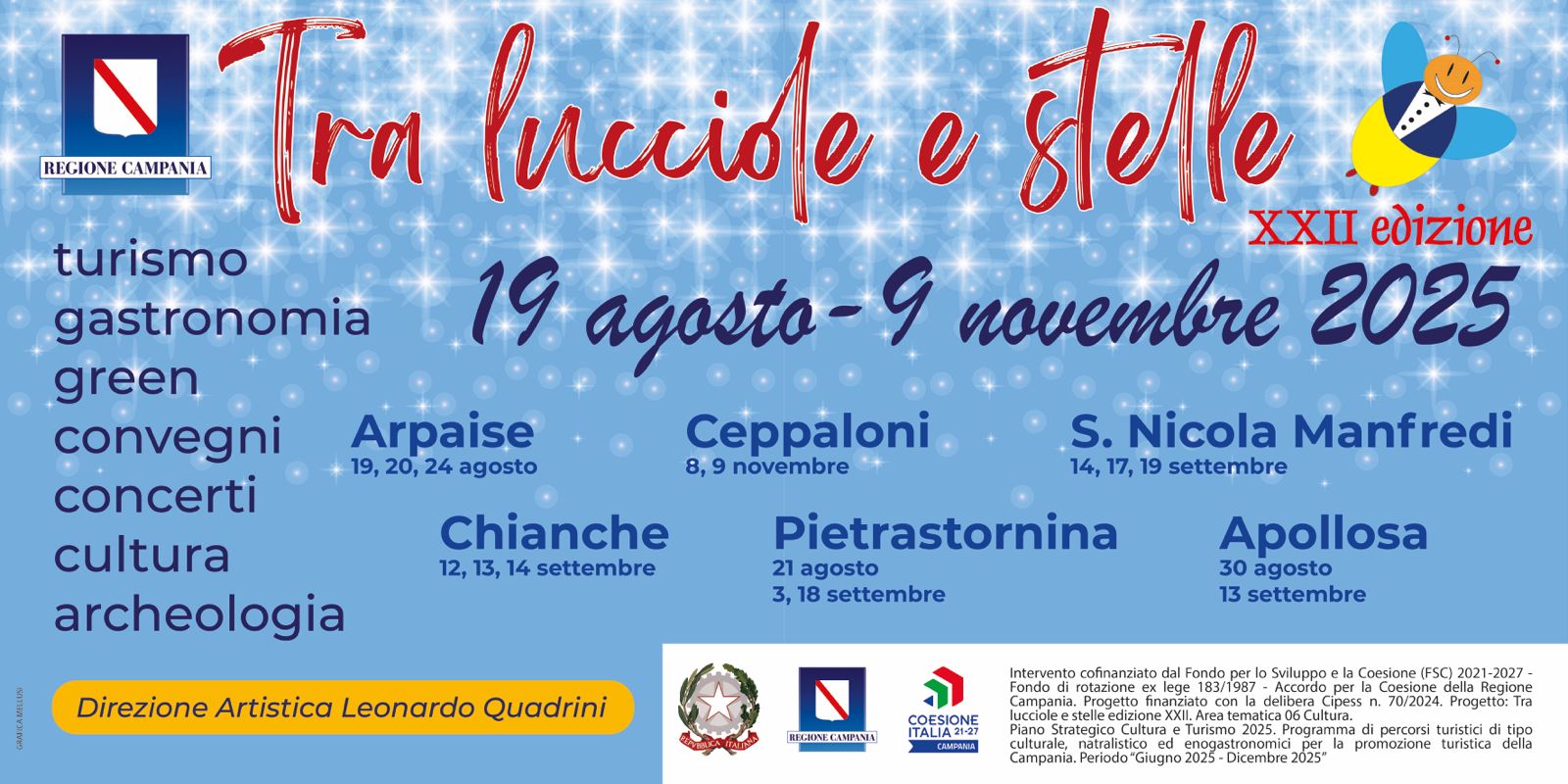 Dal 19 agosto al 9 novembre 2025 la Campania si accende con la XXII edizione di “Tra Lucciole e Stelle”