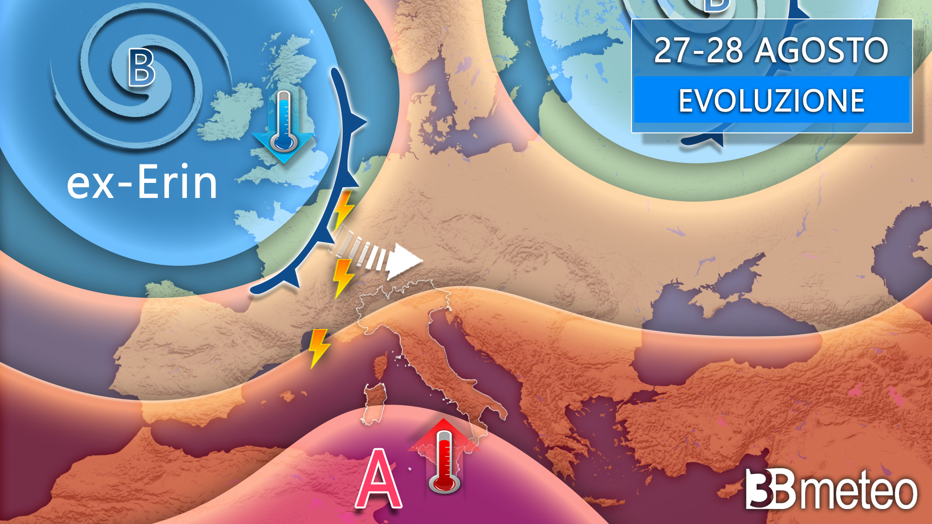 Meteo, arriva l’ex uragano Erin: tra maltempo e caldo intenso