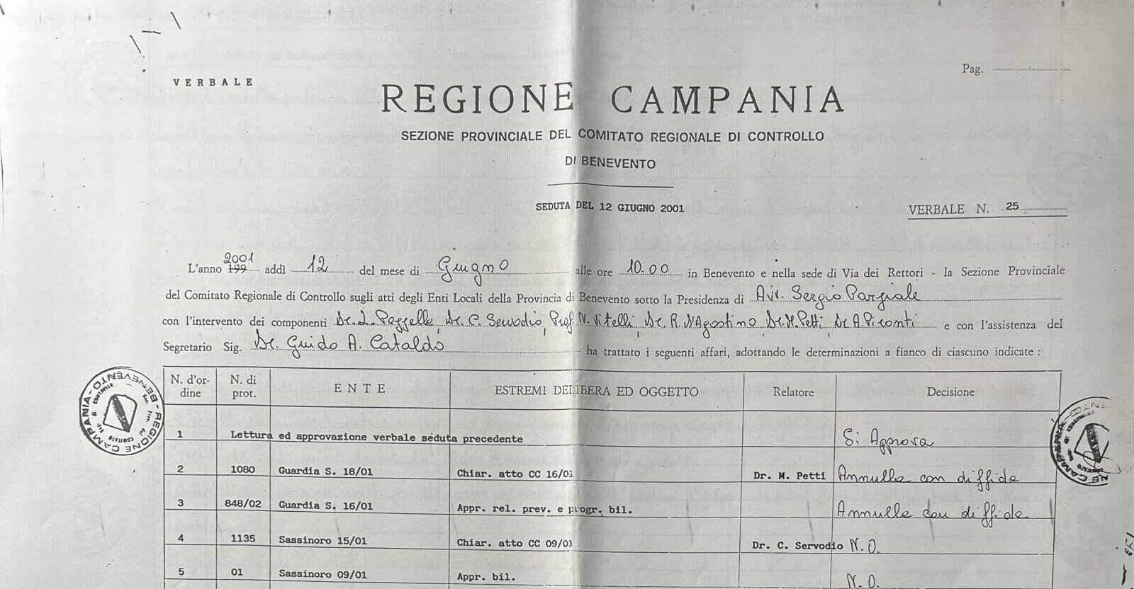 Guardia Sanframondi, la svolta dell’11 settembre 2001: approvato il Bilancio comunale