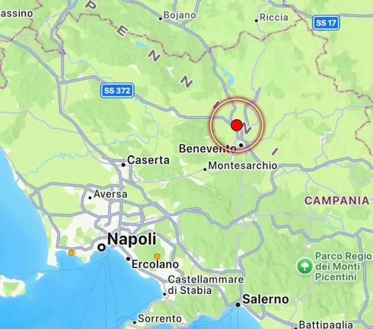 Scossa di 3.1 registrata  alle 21:46 nel Sannio