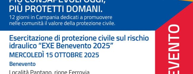 A 10 anni dall’alluvione, “EXE Benevento”: il 15 Ottobre maxi esercitazione di Protezione Civile nei luoghi simbolo della tragedia