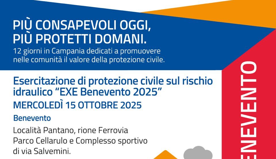 A 10 anni dall’alluvione, “EXE Benevento”: il 15 Ottobre maxi esercitazione di Protezione Civile nei luoghi simbolo della tragedia