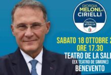 “Il Sannio protagonista con Cirielli”: sabato la presentazione dei candidati FdI al Teatro De Simone