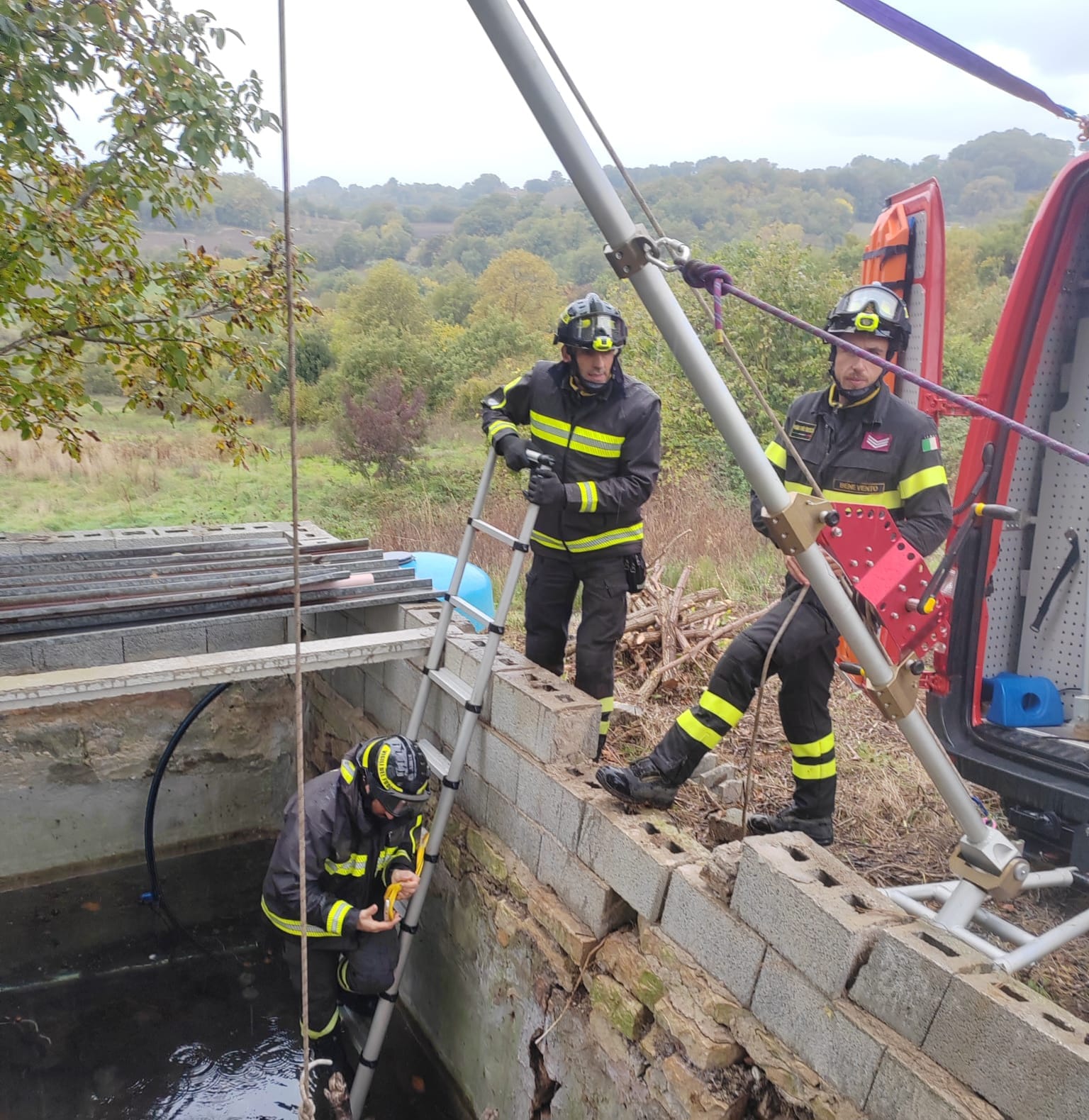 I Vigili del Fuoco recuperano un cinghiale morto da un vascone a San Marco dei Cavoti