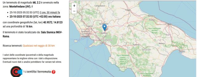 Nuova scossa di terremoto a Montefredane