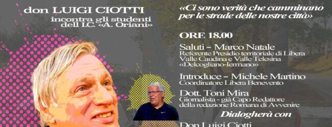 Quarantennale uccisione Biscardi, Libera: Don Luigi Ciotti incontra gli studenti a Sant’Agata de’ Goti