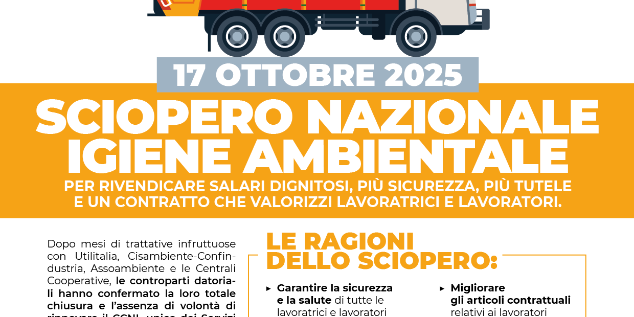 Igiene Ambientale, presidio davanti alla Prefettura per lo sciopero nazionale del settore