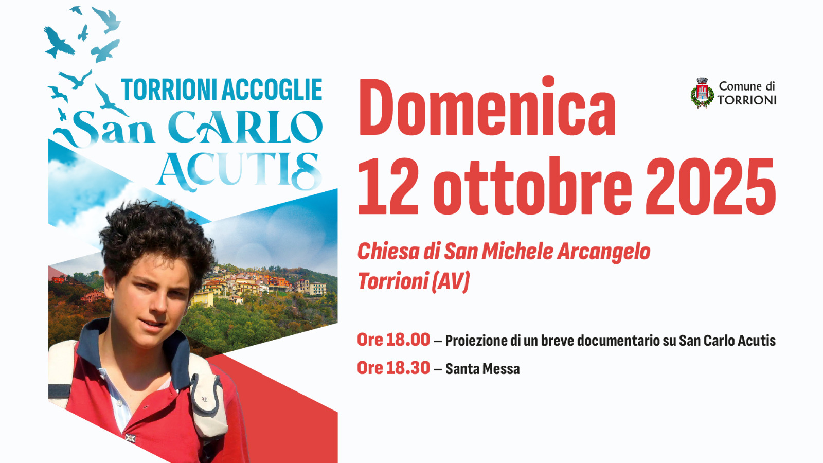 Torrioni (AV) accoglie “San Carlo Acutis”, il primo santo millennial e patrono di Internet
