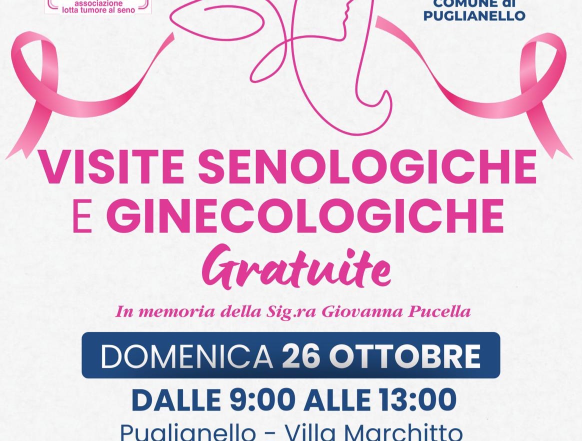 Domenica 26 ottobre a Puglianello visite senologiche e ginecologiche gratuite