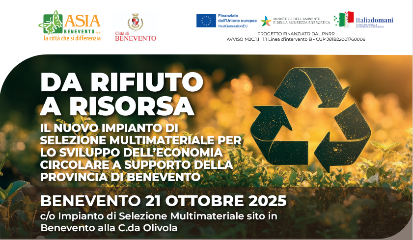 “Da Rifiuto a Risorsa”, il 21 Ottobre convegno di Asia sull’ impianto di multimateriale