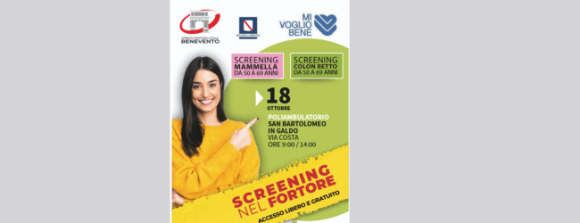 Asl, Screening gratuiti nel distretto sanitario Alto Sannio Fortore: Open Day a San Bartolomeo in Galdo e a Morcone