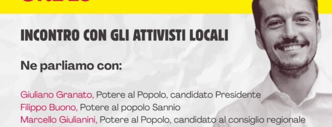 Campania Popolare, Giuliano Granato a Benevento per parlare di acqua, lavoro, sanità e beni comuni