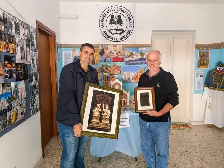 Terranova di Arpaise ha ricevuto in dono un negativo fotografico del 1914, raffigurante i Santi Medici Cosma e Damiano