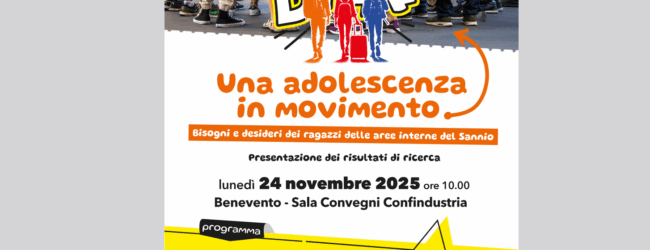 “Una adolescenza in movimento”: i bisogni e i desideri dei ragazzi delle aree interne al centro di un convegno a Benevento