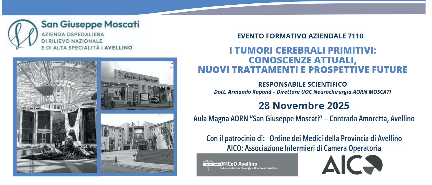 Tumori cerebrali: alla Moscati specialisti a confronto su nuove terapie e futuro della neuro-oncologia