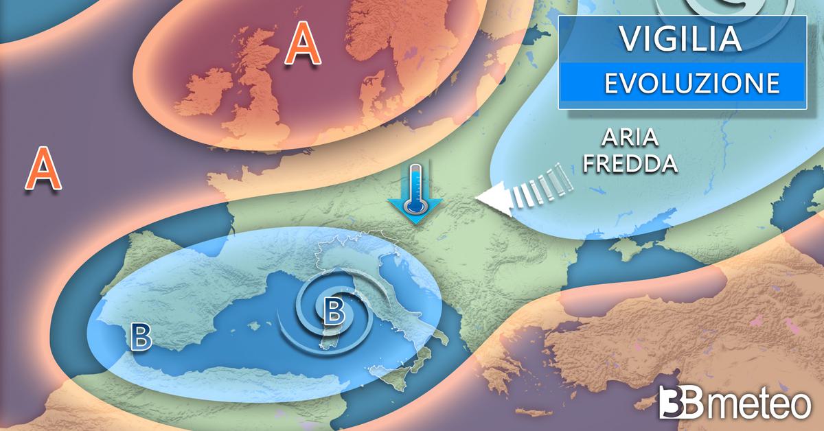 Arriva il ciclone di Natale con pioggia, neve anche a bassa quota, vento e clima più freddo