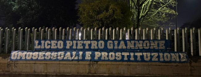 In città striscione sul liceo Giannone: omosessualità e prostituzione