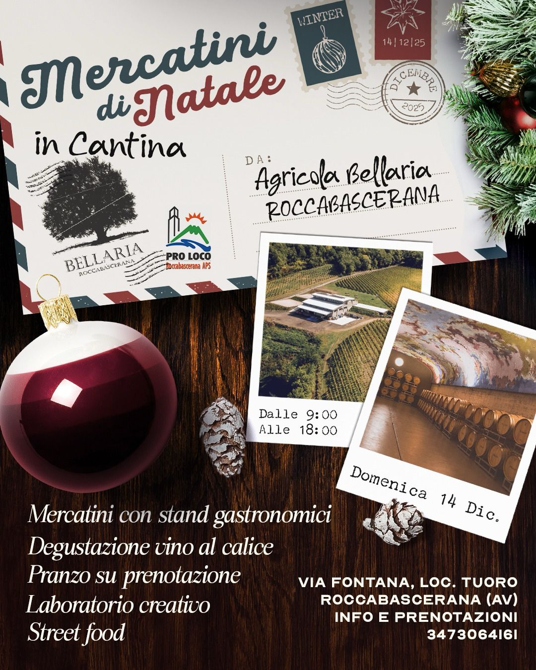 Mercatini di Natale in Cantina, appuntamento Domenica a Roccabascerana