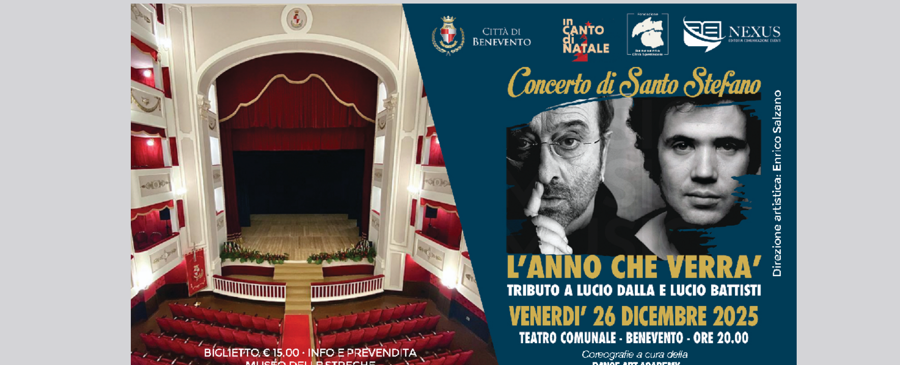 “L’Anno che verrà”: doppio tributo a Lucio Dalla e Lucio Battisti al Teatro Comunale di Benevento