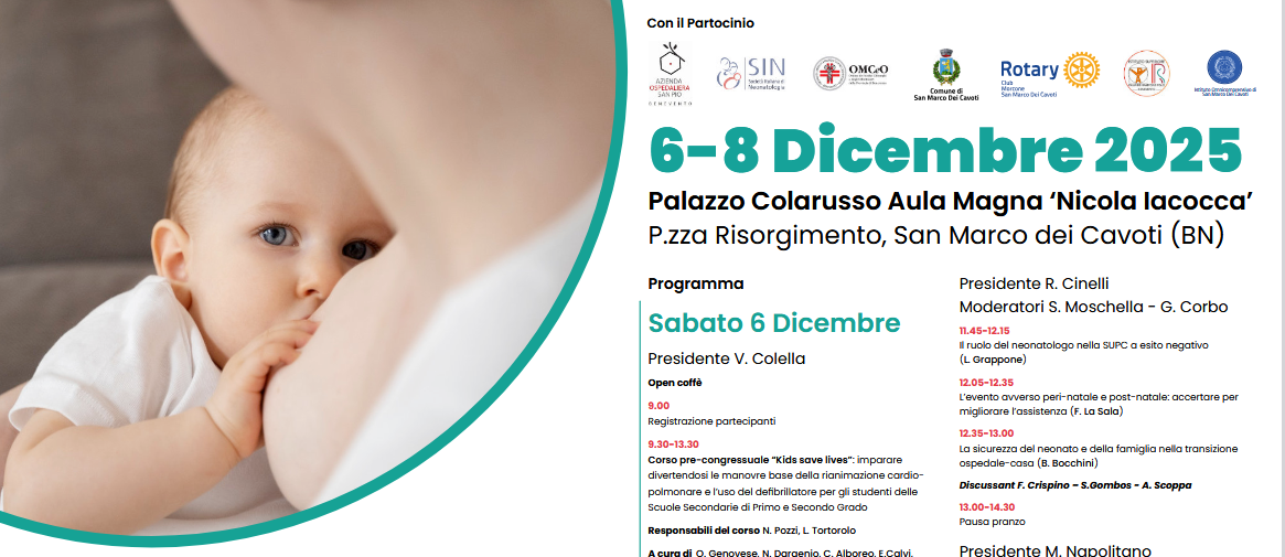 Ospedale San Pio, dal 6 all’8 Dicembre le “Giornate Neonatologiche”
