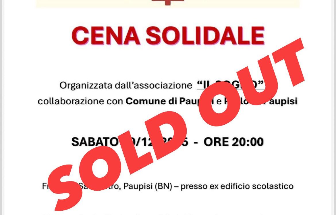 Sold out alla cena solidale: grande partecipazione per sostenere Antonia e Mario Ocone