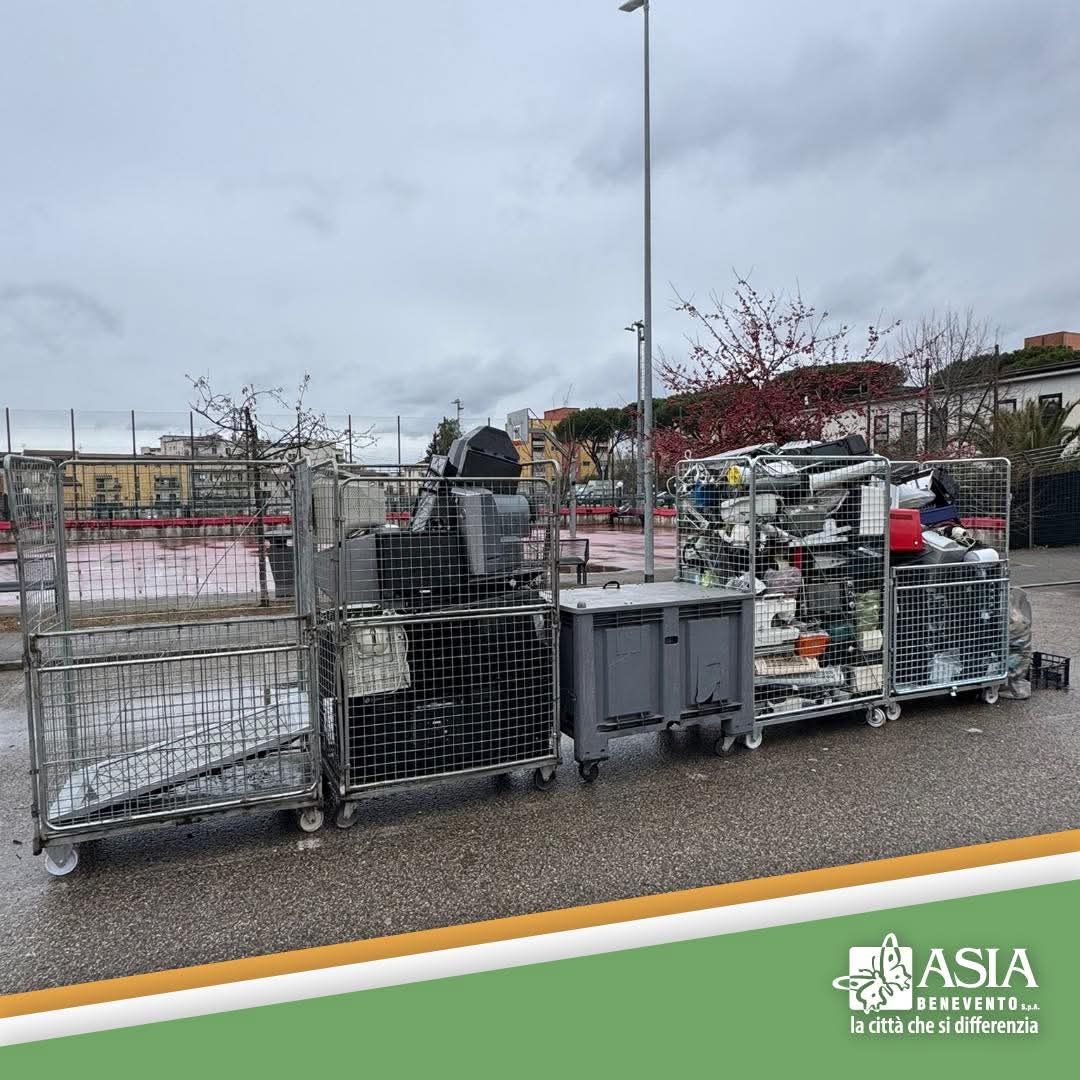 Benevento, successo della prima giornata RAEE: raccolti oltre 800 kg di rifiuti elettronici al rione Libertà