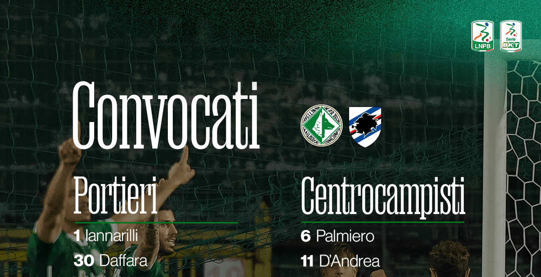 Avellino-Sampdoria: i convocati di mister Raffaele Biancolino