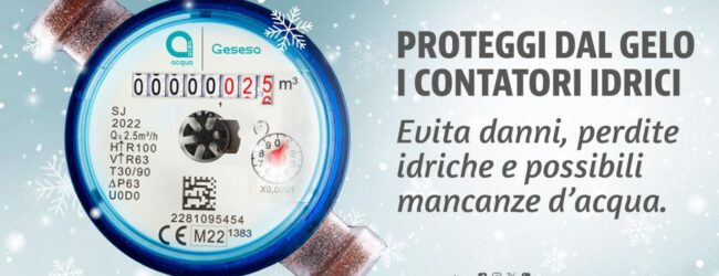 Basso rischio gelo: GESESA invita gli utenti a proteggere i contatori idrici