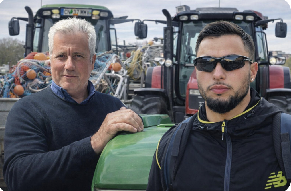 Pasquale e Federico con i trattori insieme ad artigiani, pescatori e agricoltori dalla Campania a Roma