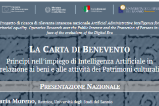 Benevento, l’8 aprile la presentazione della Carta sull’Intelligenza Artificiale nei patrimoni culturali