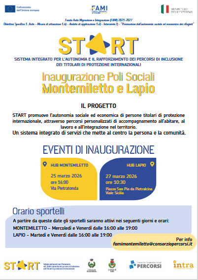 Montemiletto e Lapio, aprono gli hub del progetto START: servizi e percorsi per l’autonomia dei rifugiati