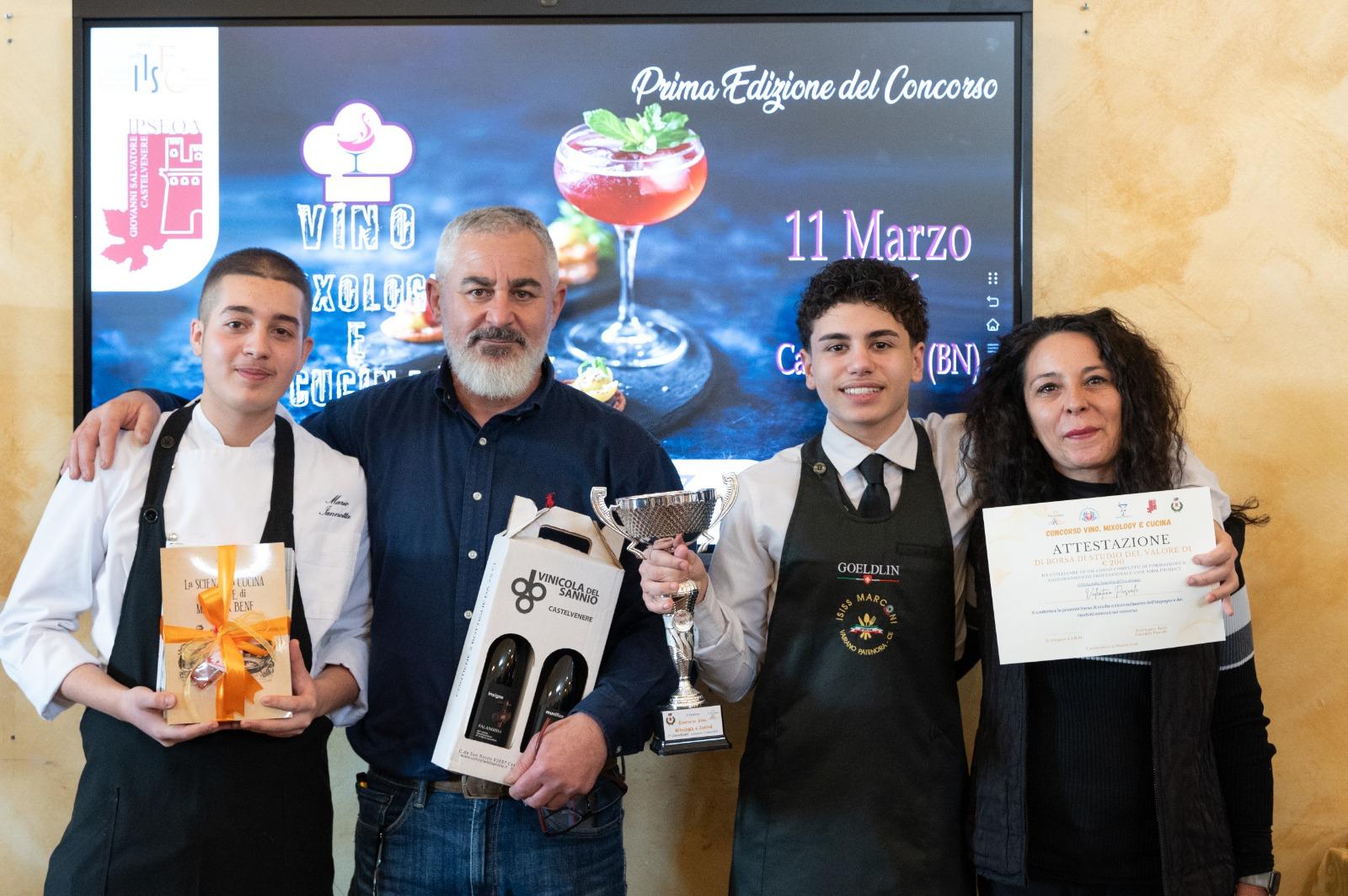 A Castelvenere sette istituti alberghieri in gara per il Concorso“Vino, Mixologia e Cucina”: vince l’IIS G. Marconi di Vairano