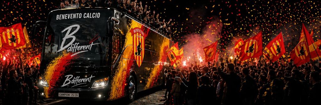 Dispositivo del traffico per il corteo celebrativo delle vittoria del campionato da parte del Benevento Calcio