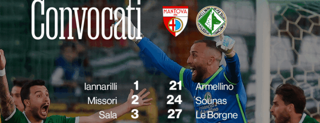 Mantova-Avellino: i convocati di mister Ballardini