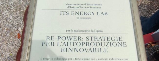 L’ITS Academy – Energy-lab di Benevento si è classificato al terzo posto per la sezione ITS con il progetto “Re-power: strategie per l’Autoproduzione Rinnovabile”