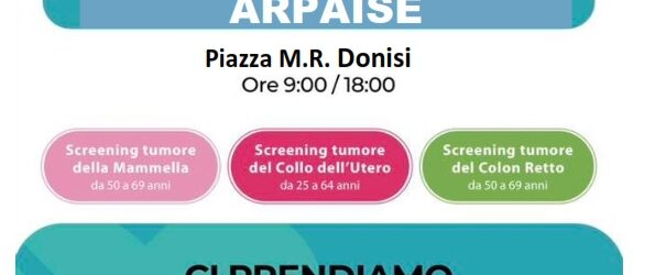 Ad Arpaise il 4 e 5 Maggio l’ASL di Benevento in piazza, per la prevenzione gratuita con gli screening oncologici 