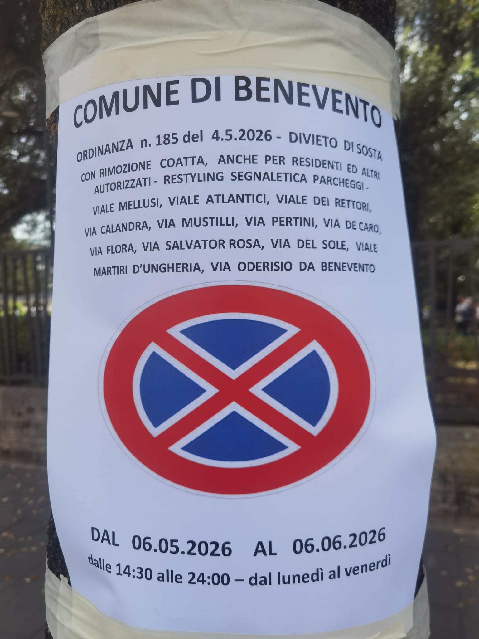 divieto di sosta zona alta