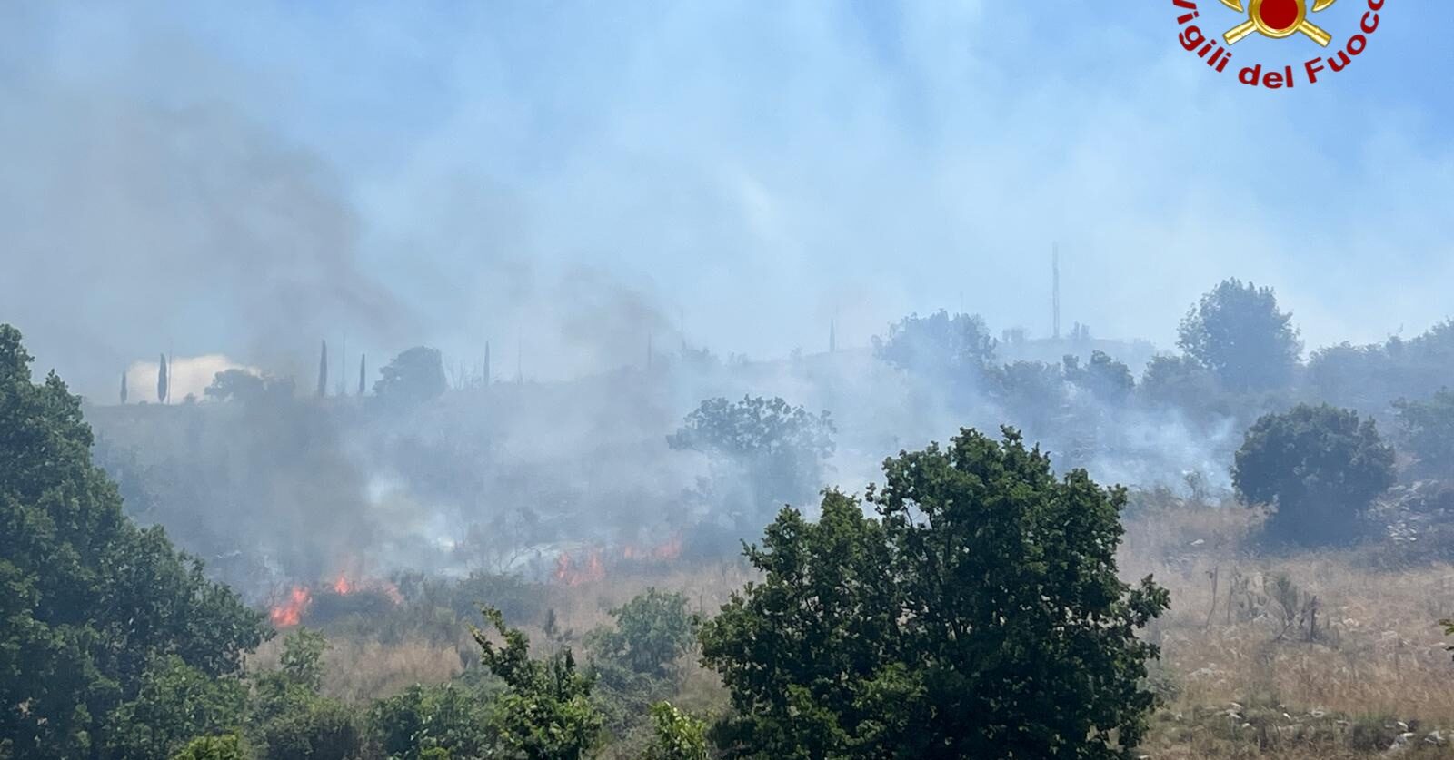 Incendio di vegetazione a Caserta Vecchia: in campo anche i Vigili del Fuoco di Avellino