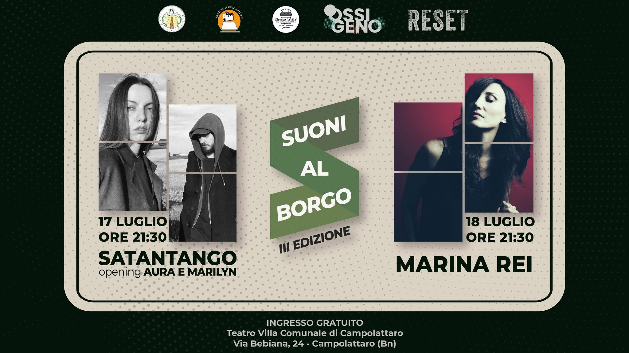 Campolattaro, torna “Suoni al Borgo” con Marina Rei, Satantango, Massimo Palma e Piergiorgio Pardo