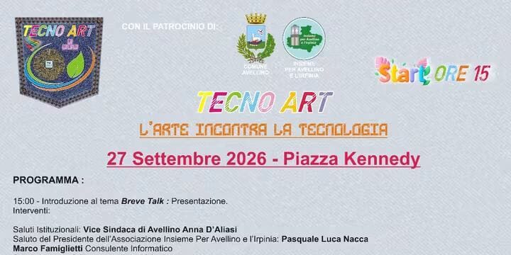 Avellino, il 27 settembre arriva “Tecno Art – L’Arte incontra la Tecnologia”